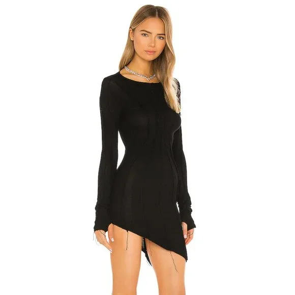 chinese dress ladies ROXANA ASYMMETRIC LONG SLEEVE MINI DRESS  AKIRA